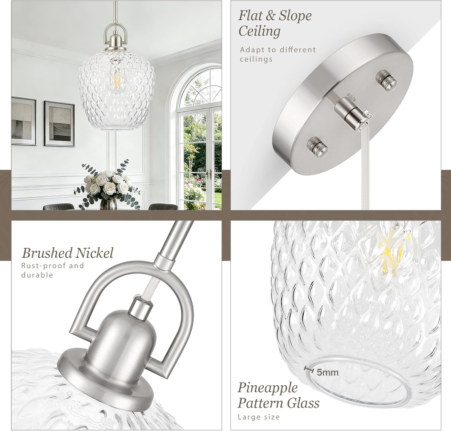 Brushed Nickel Pineapple Glass