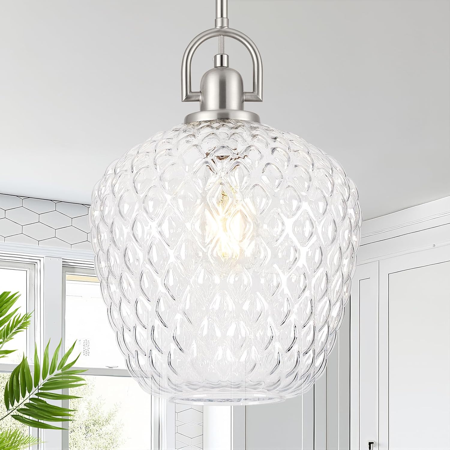 Brushed Nickel Pineapple Glass