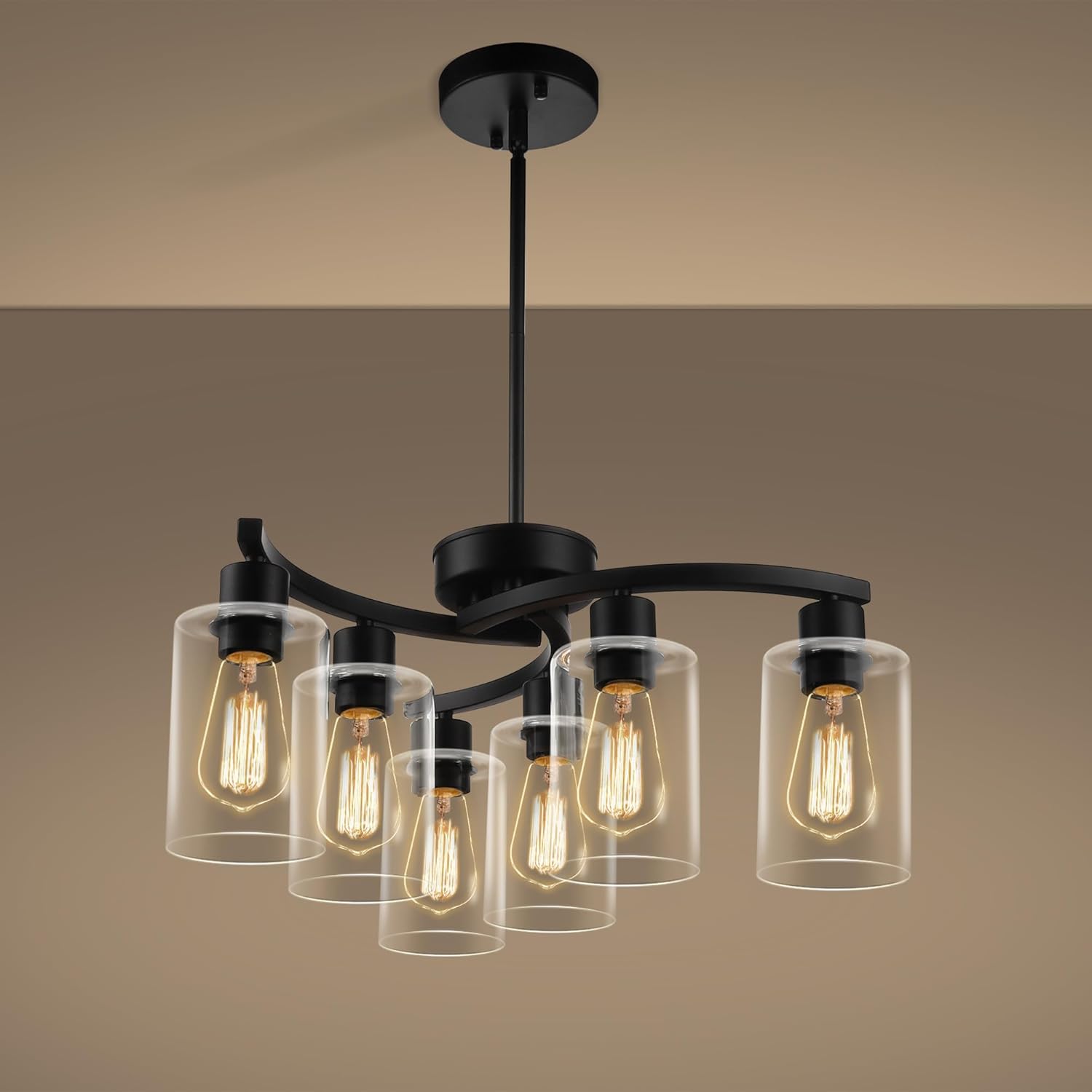 6-Light Matte Black Chandelier