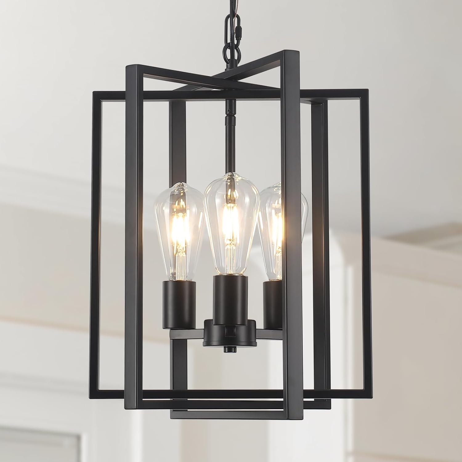 Open Frame Pendant Light in Matte Black