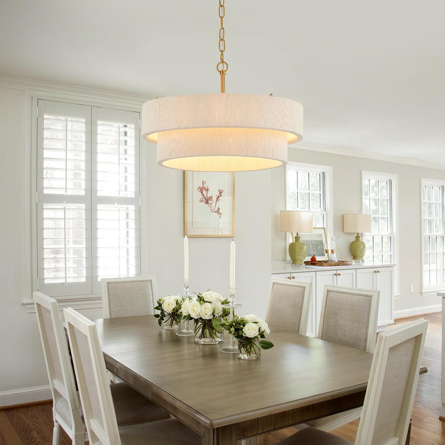 Natural Linen Drum Pendant