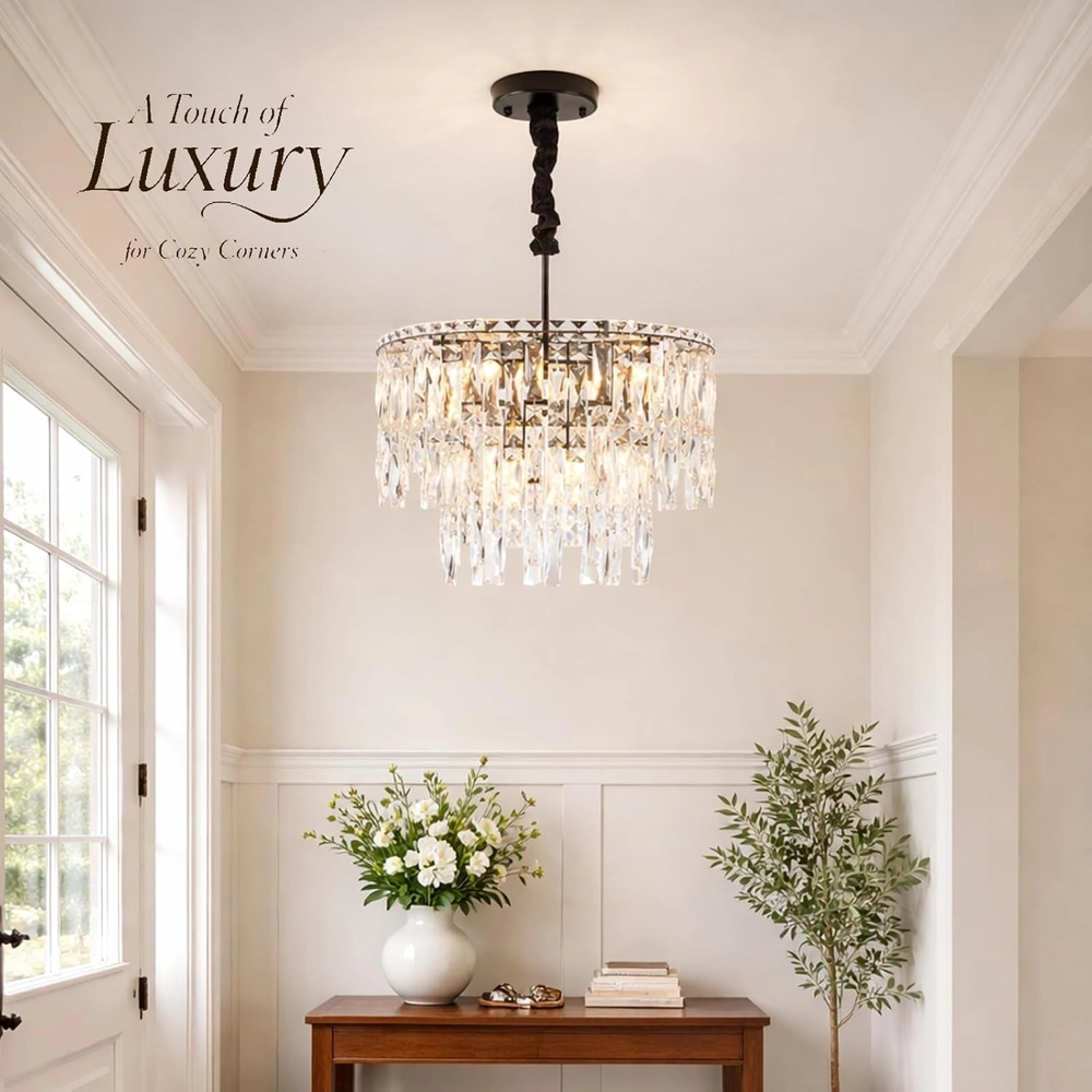 Round 3-Tier Crystal Chandelier